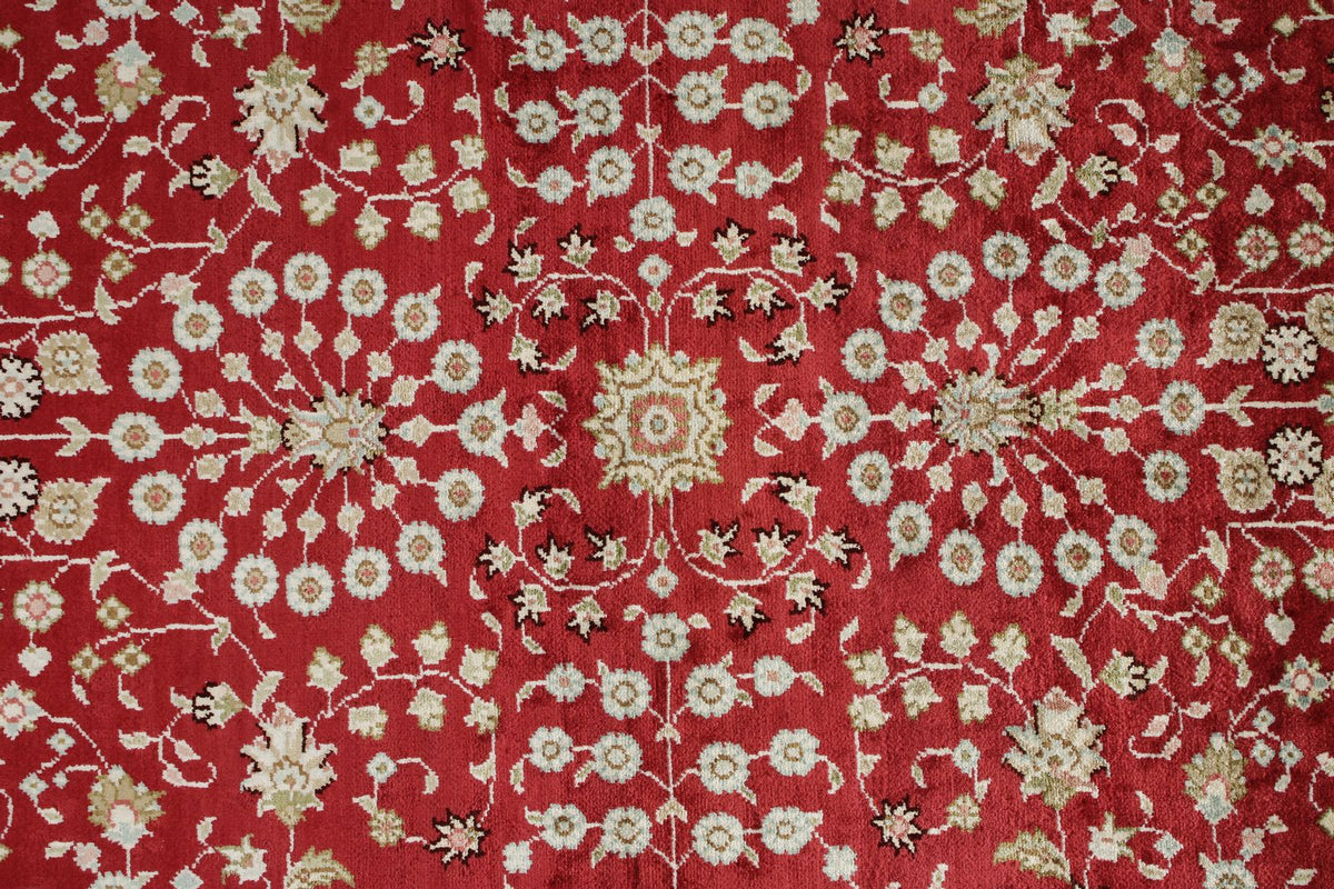 3x5 Red and Ivory Turkish Silk Rug