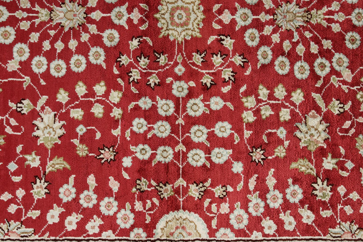 3x5 Red and Ivory Turkish Silk Rug