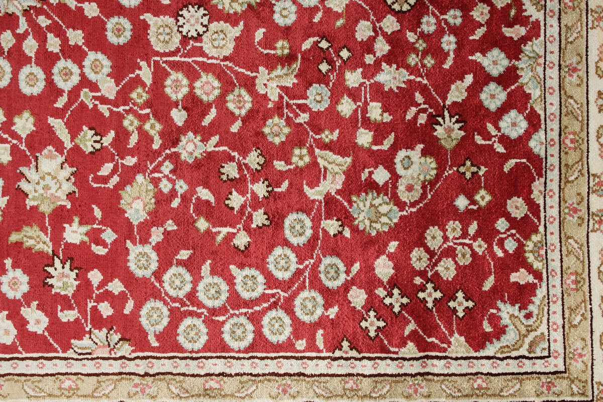 3x5 Red and Ivory Turkish Silk Rug