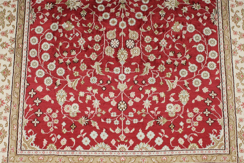 3x5 Red and Ivory Turkish Silk Rug