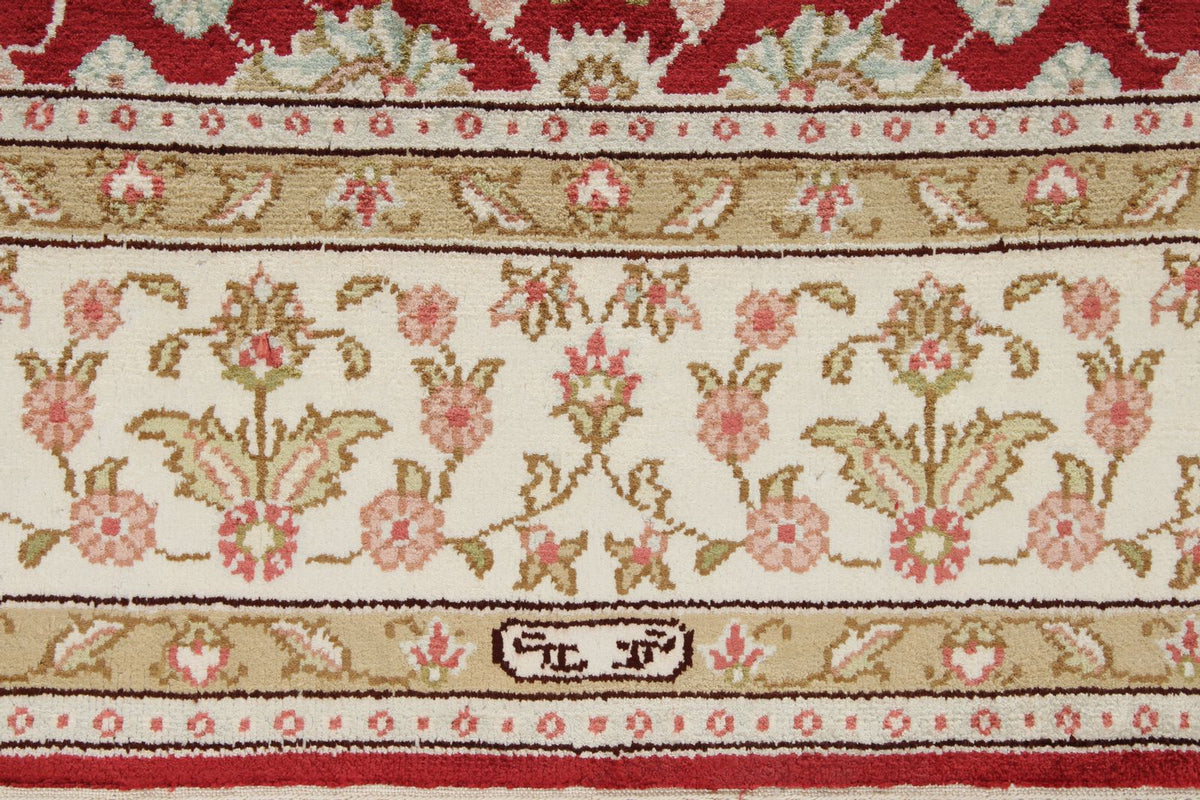3x5 Red and Ivory Turkish Silk Rug