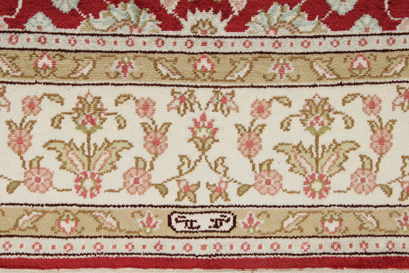 3x5 Red and Ivory Turkish Silk Rug