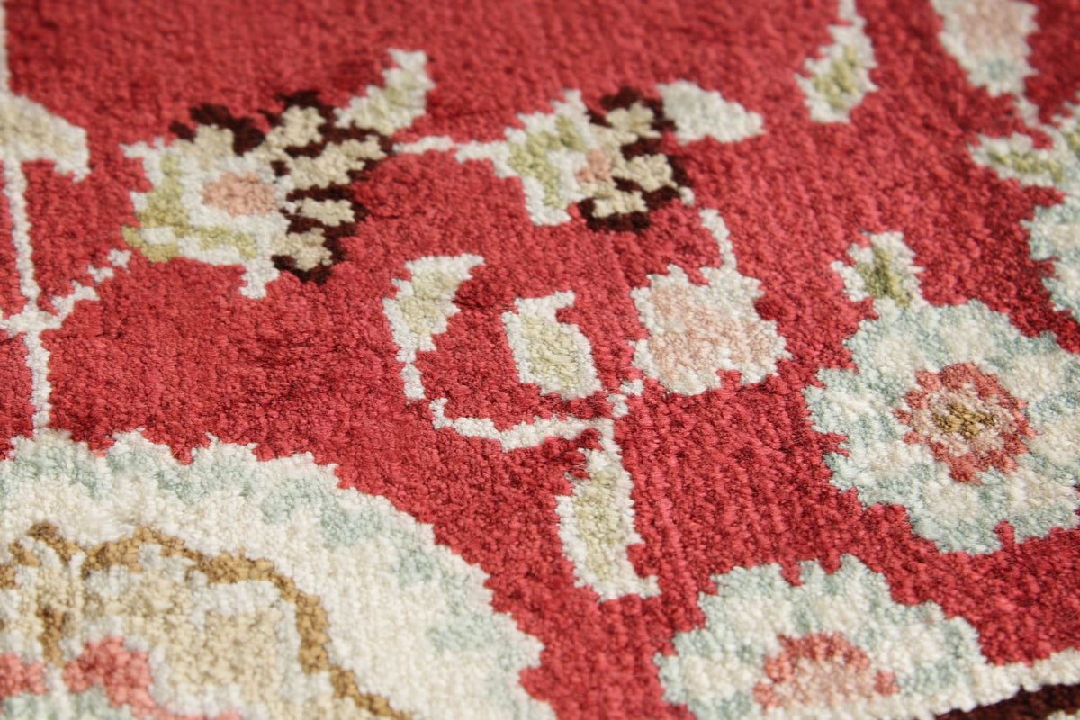 3x5 Red and Ivory Turkish Silk Rug