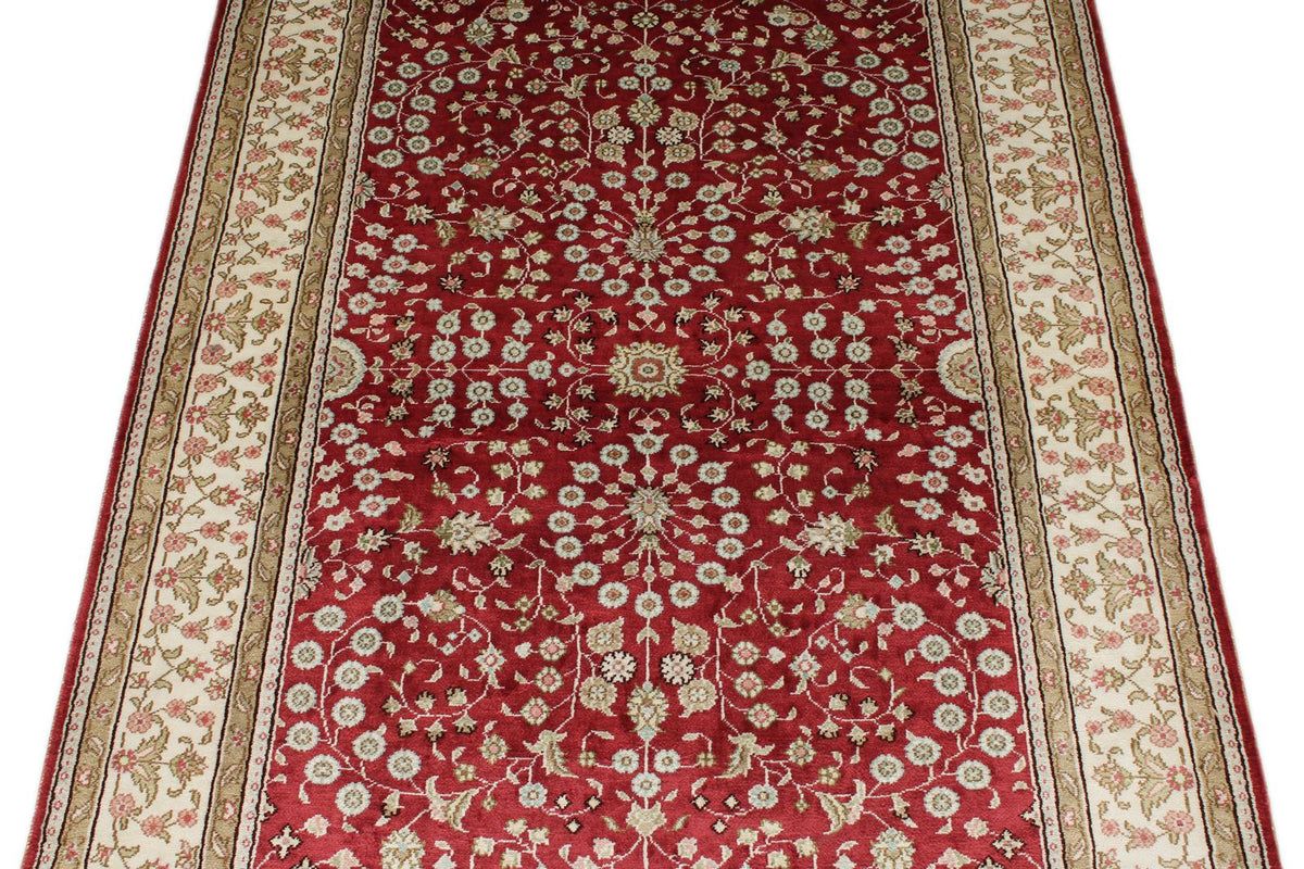 3x5 Red and Ivory Turkish Silk Rug