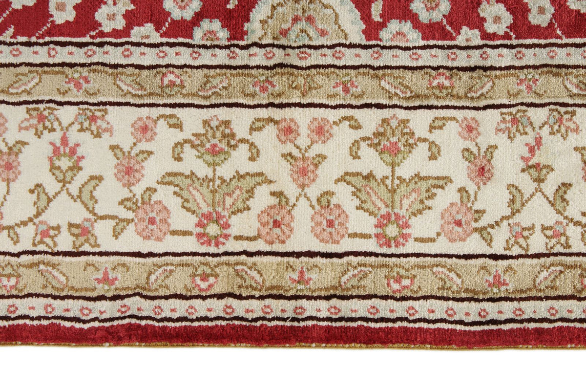 3x5 Red and Ivory Turkish Silk Rug