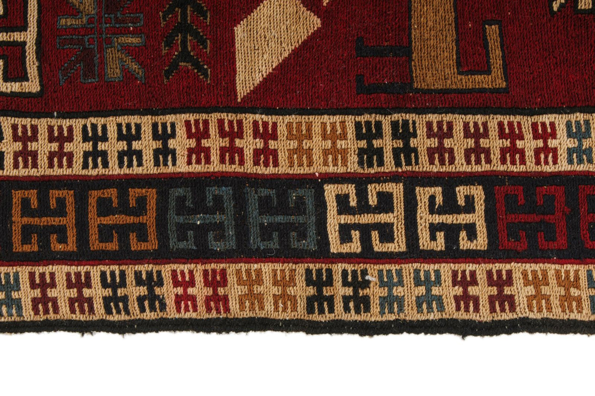 4x6 Red and Multicolor Turkish Tribal Rug