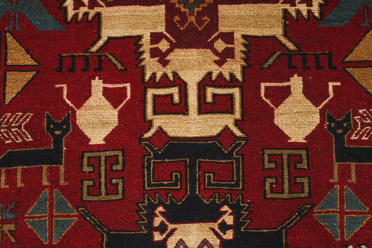 4x6 Red and Multicolor Turkish Tribal Rug