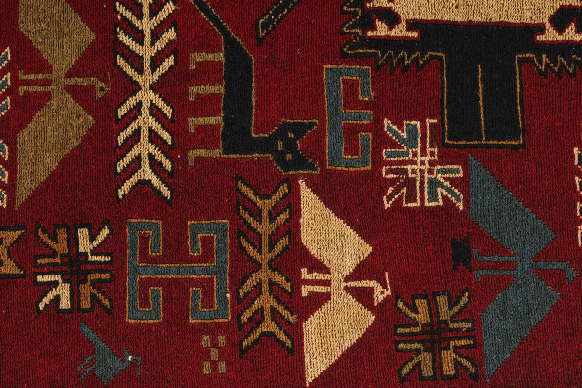 4x6 Red and Multicolor Turkish Tribal Rug