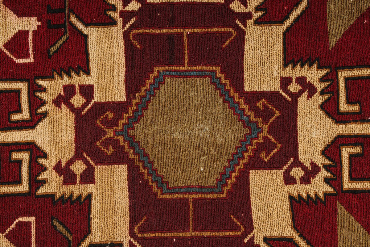 4x6 Red and Multicolor Turkish Tribal Rug