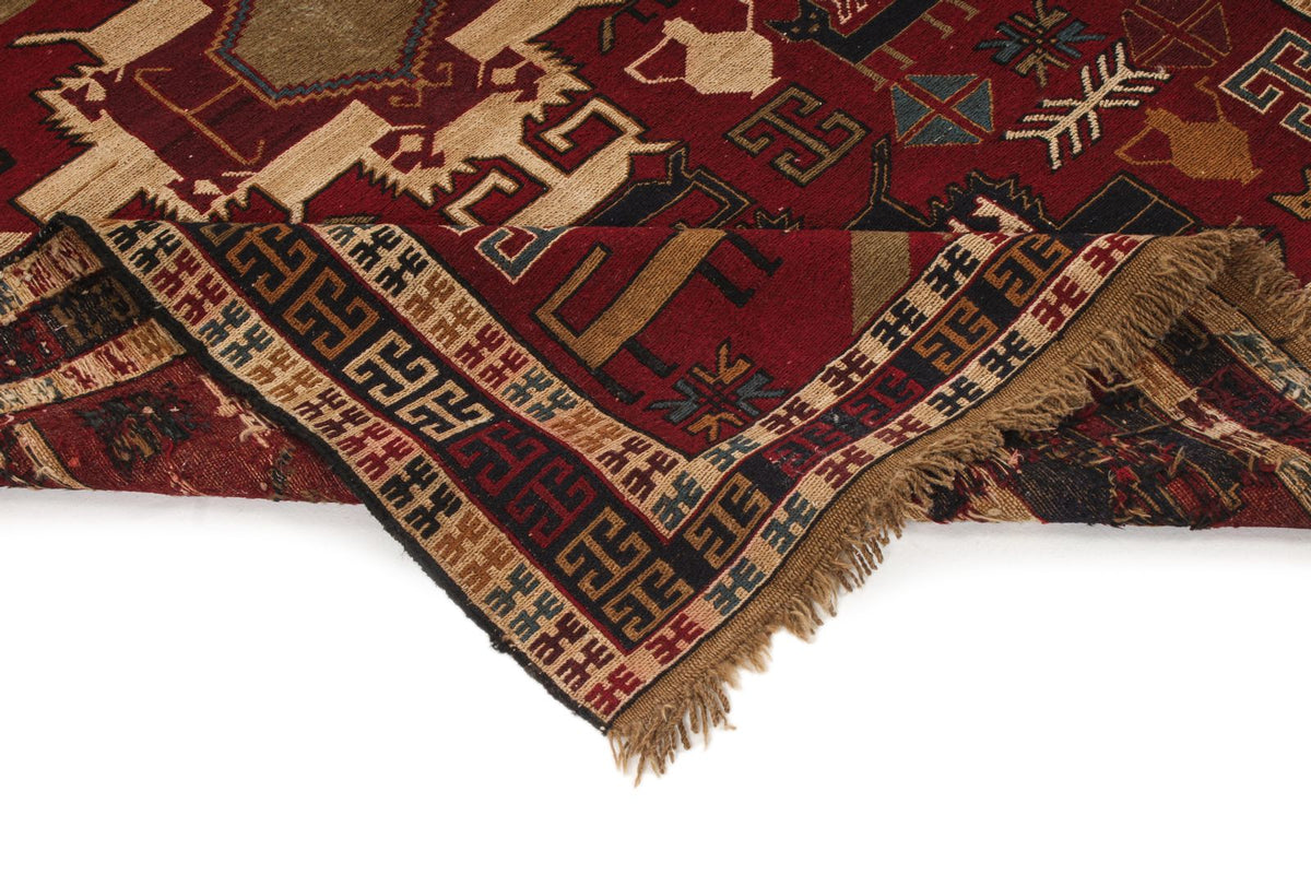 4x6 Red and Multicolor Turkish Tribal Rug