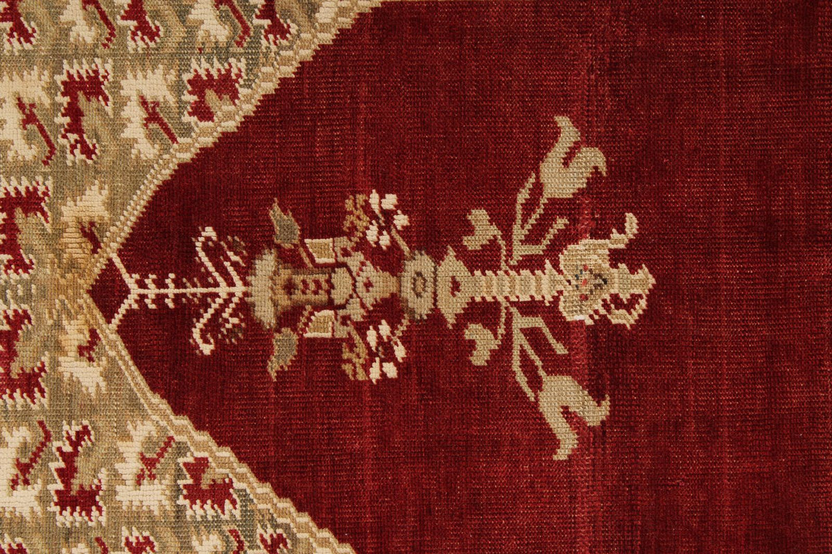 4x6 Red and Ivory Turkish Tribal Rug