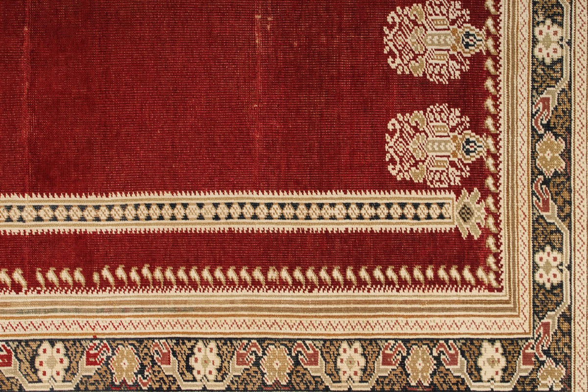 4x6 Red and Ivory Turkish Tribal Rug