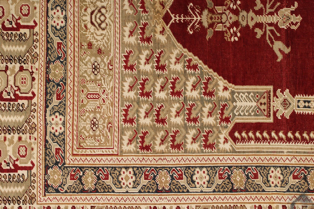 4x6 Red and Ivory Turkish Tribal Rug