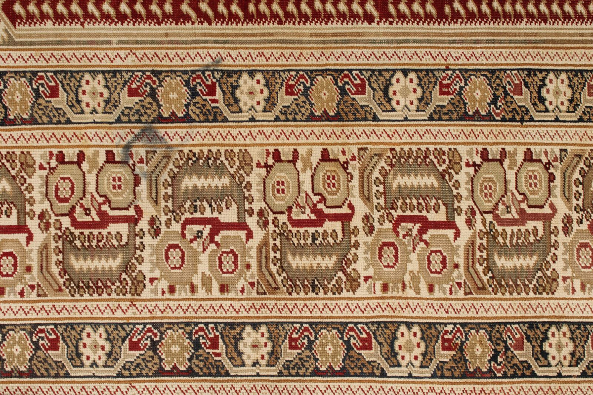 4x6 Red and Ivory Turkish Tribal Rug