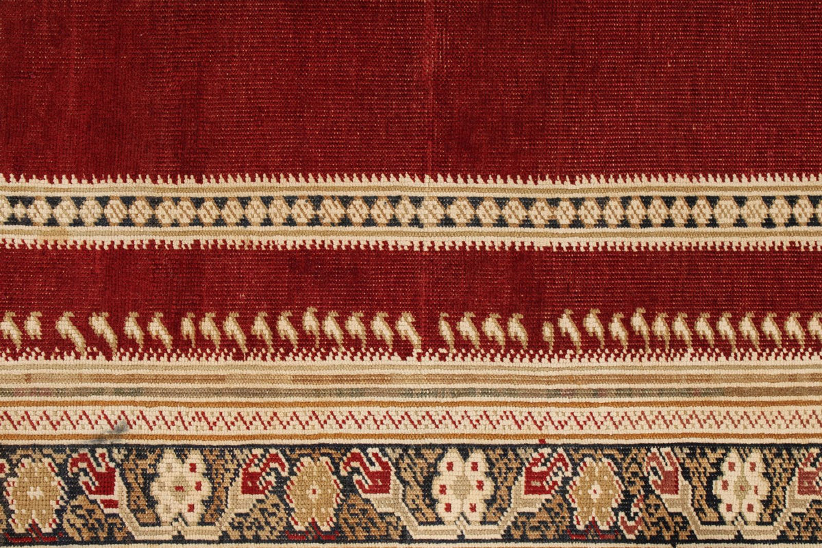 4x6 Red and Ivory Turkish Tribal Rug