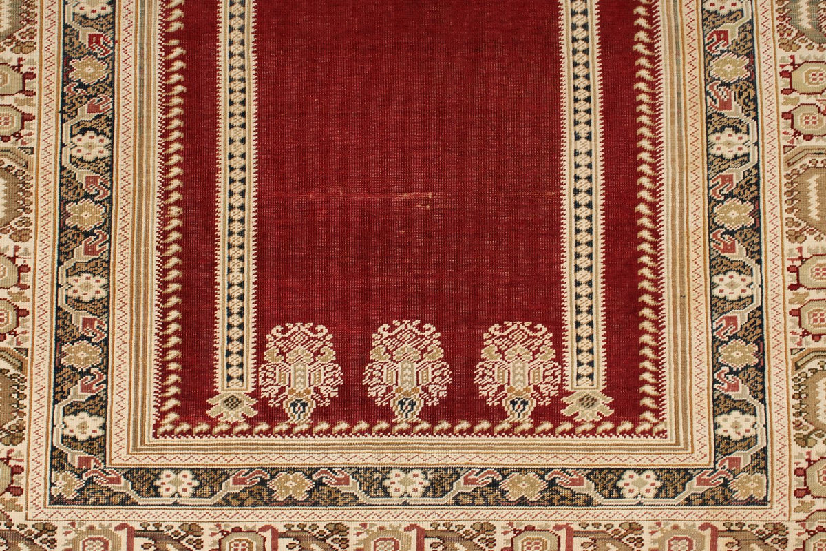 4x6 Red and Ivory Turkish Tribal Rug