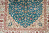 3x4 Blue and Ivory Turkish Silk Rug