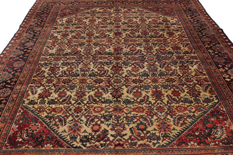 8x11 Ivory and Navy Turkish Oushak Rug