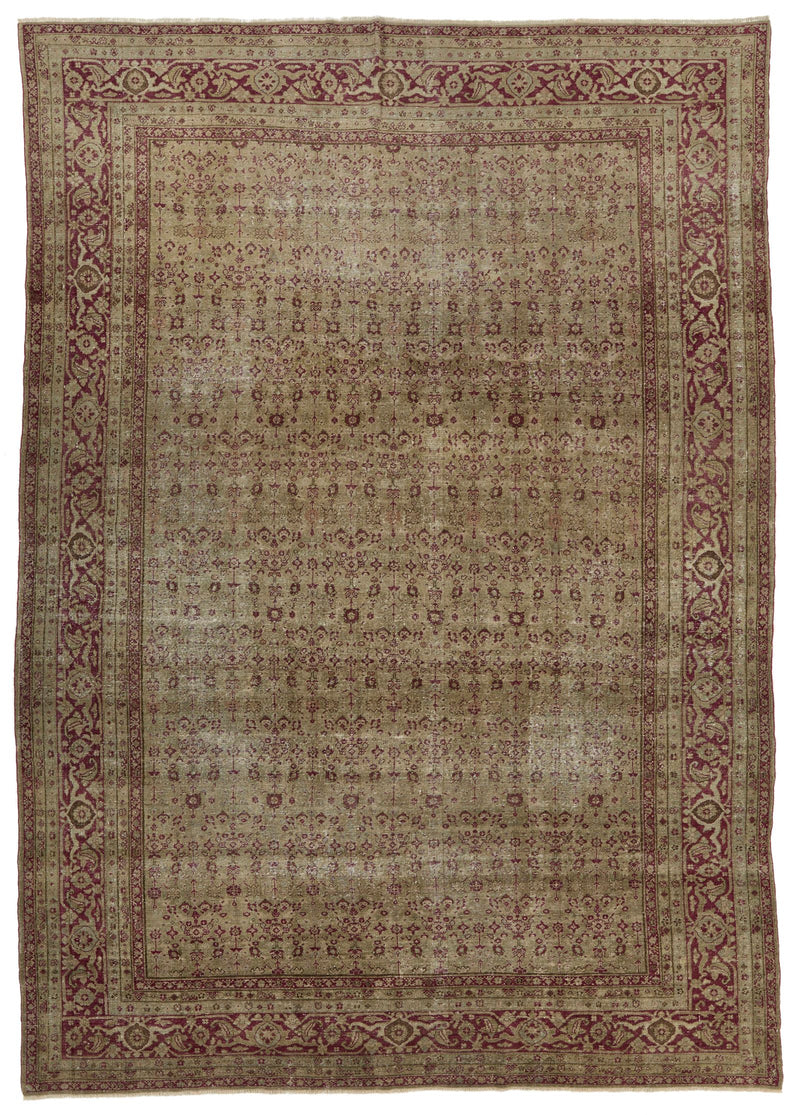 10x14 Gray and Burgundy Persian Traditional Rug