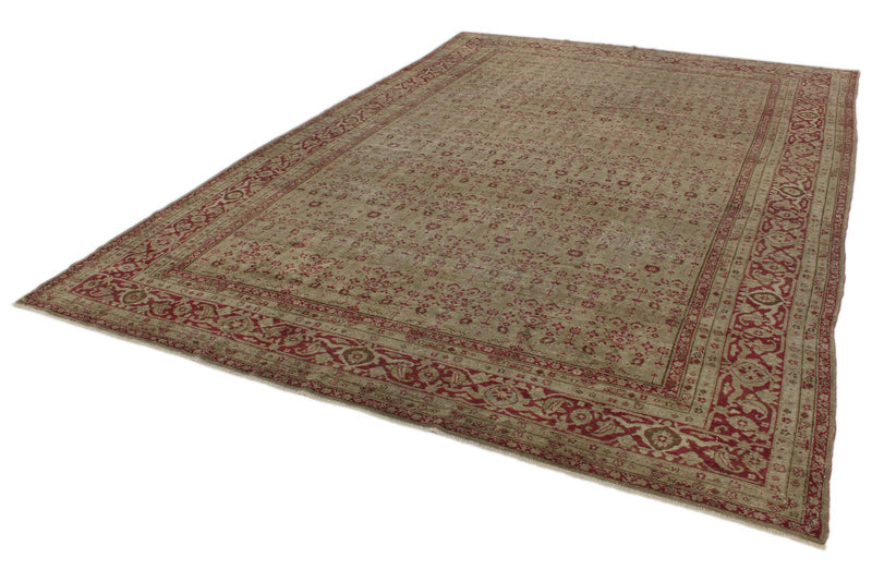 10x14 Gray and Burgundy Persian Traditional Rug