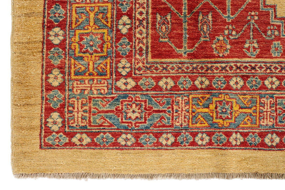 6x9 Gold and Blue Kazak Tribal Rug