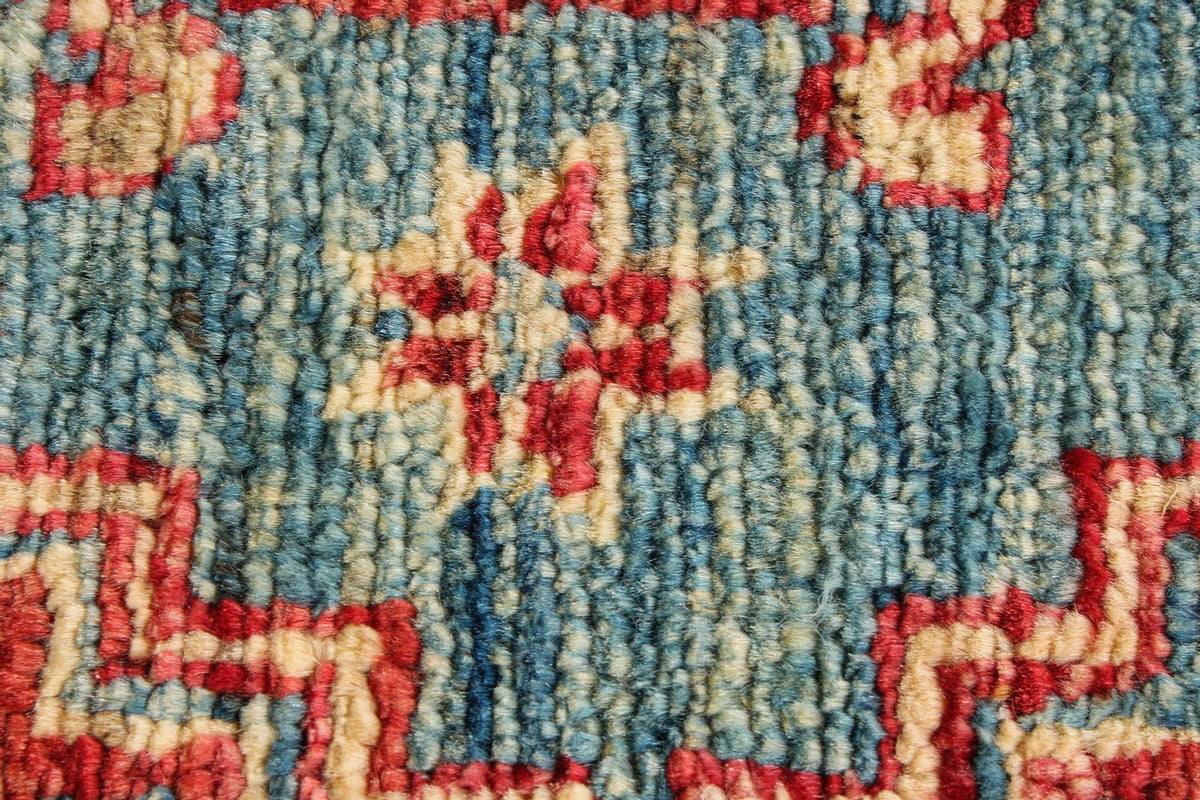 6x9 Gold and Blue Kazak Tribal Rug