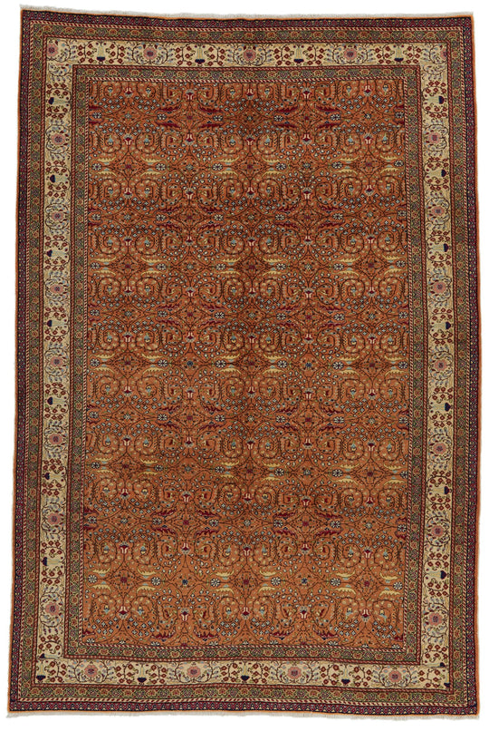 6x10 Brown and Ivory Turkish Tribal Rug