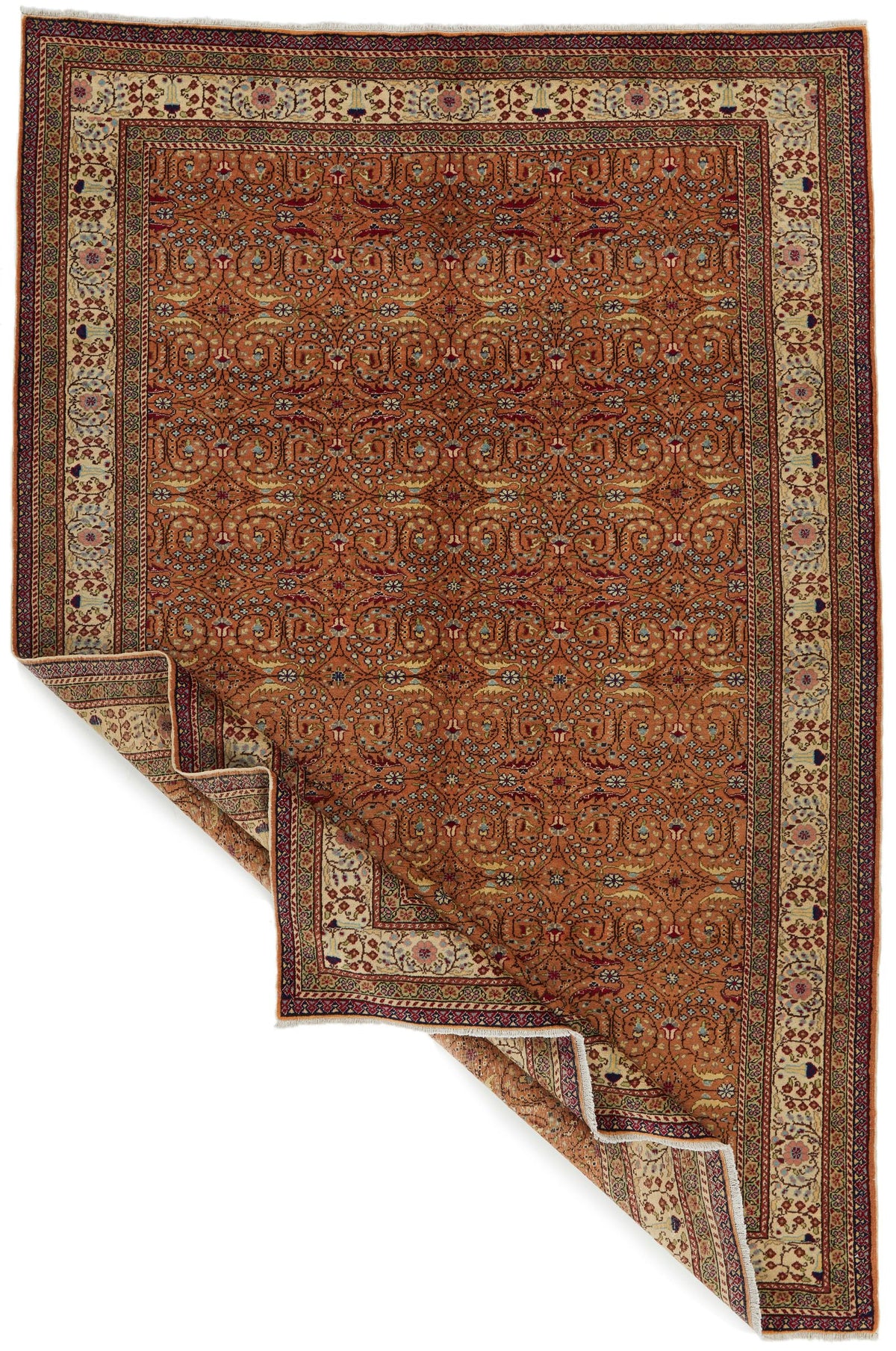6x10 Brown and Ivory Turkish Tribal Rug