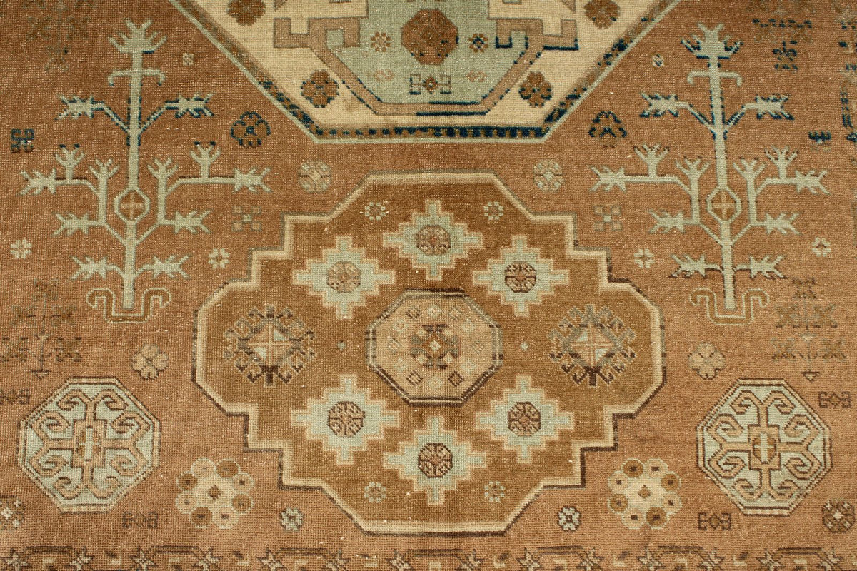 6x8 Brown and Blue Turkish Tribal Rug