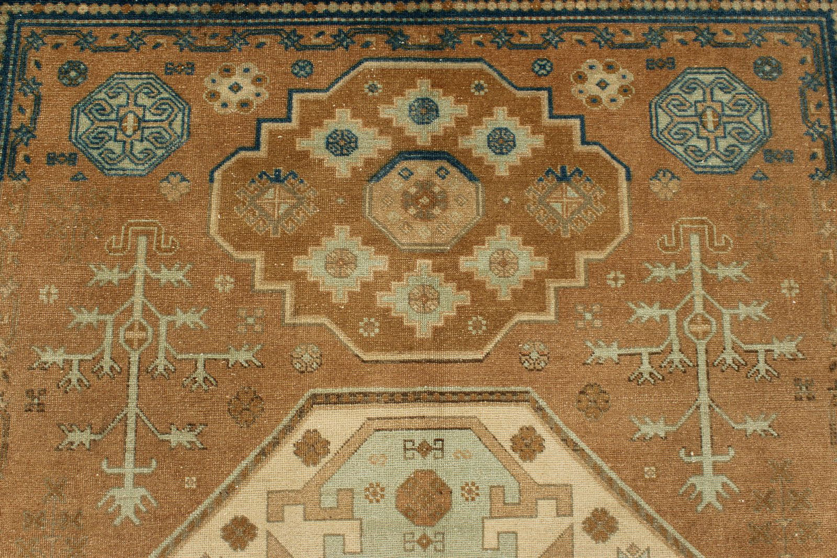 6x8 Brown and Blue Turkish Tribal Rug