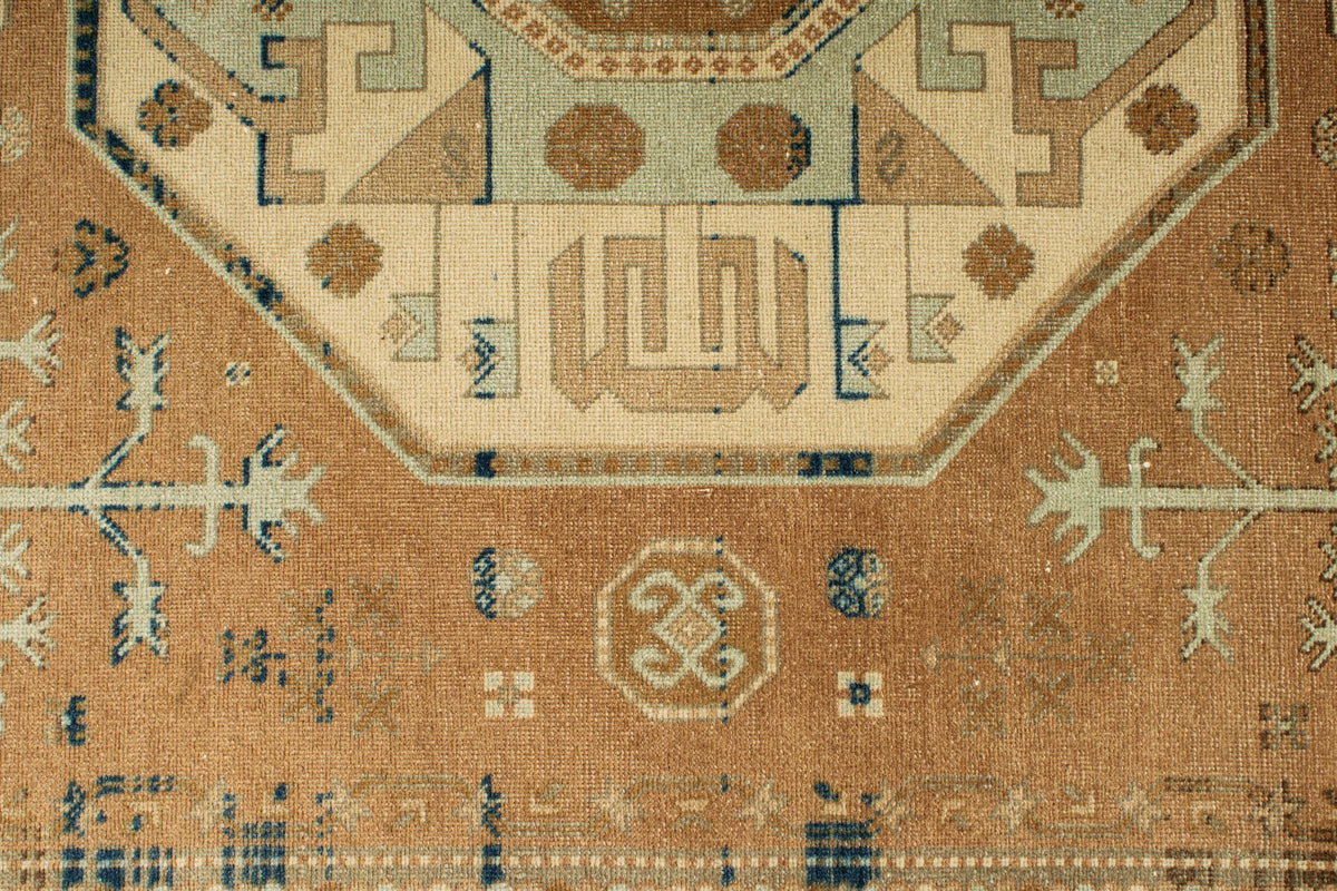 6x8 Brown and Blue Turkish Tribal Rug