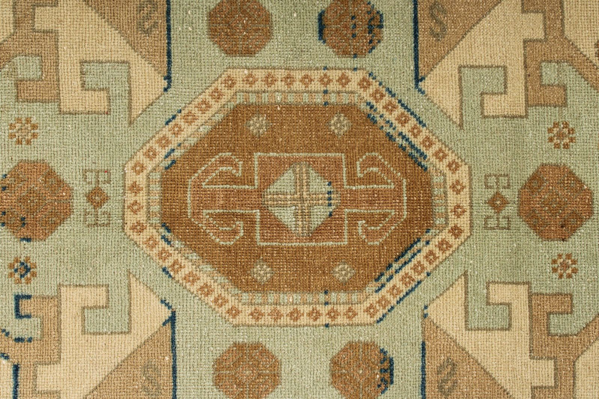 6x8 Brown and Blue Turkish Tribal Rug