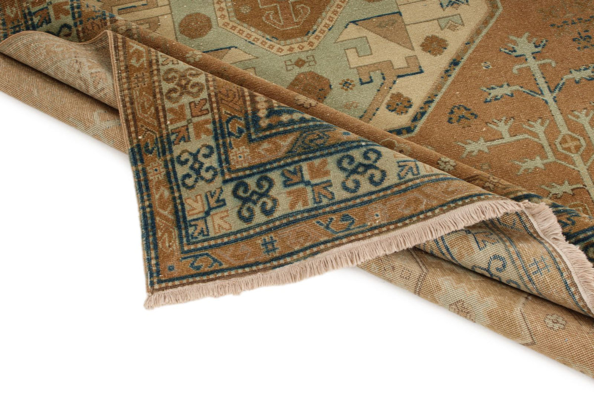 6x8 Brown and Blue Turkish Tribal Rug