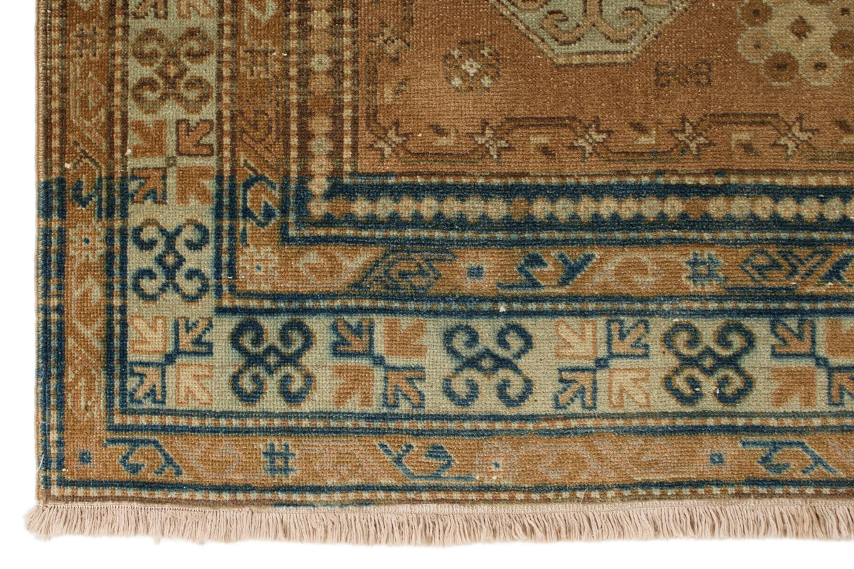 6x8 Brown and Blue Turkish Tribal Rug