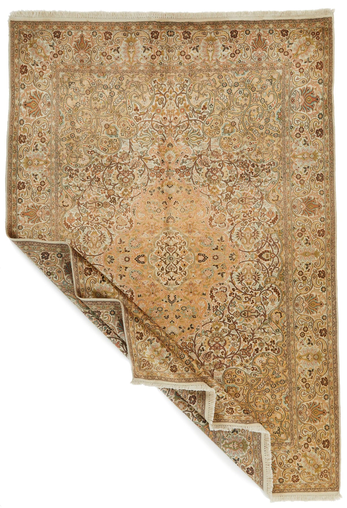 6x9 Ivory and Ivory Turkish Traditional Rug