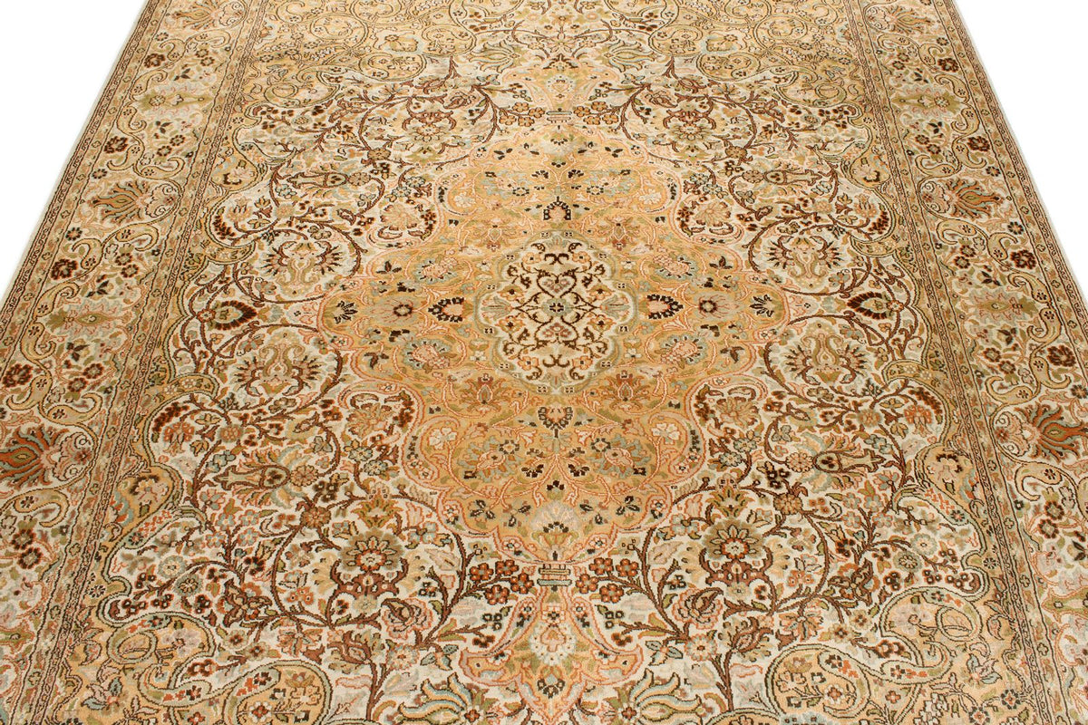 6x9 Ivory and Ivory Turkish Traditional Rug