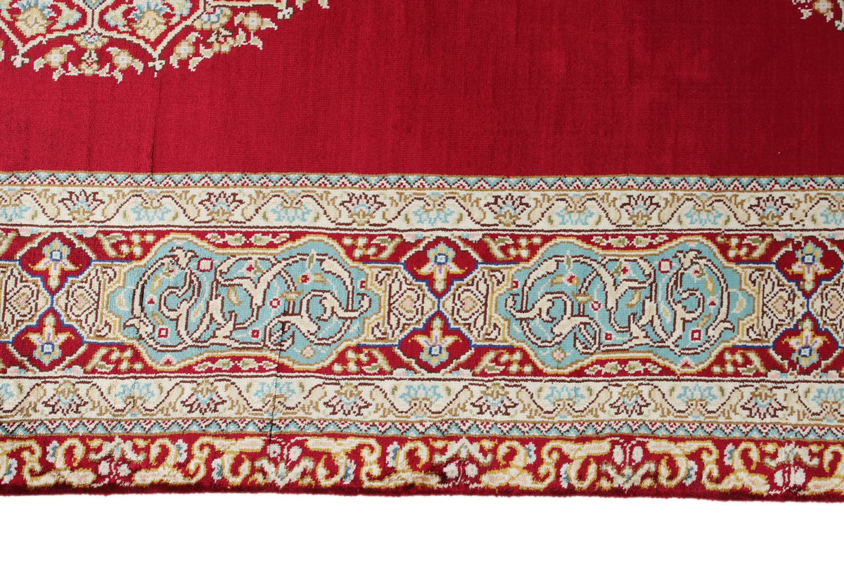 3x21 Red and Light Blue Turkish Silk Runner