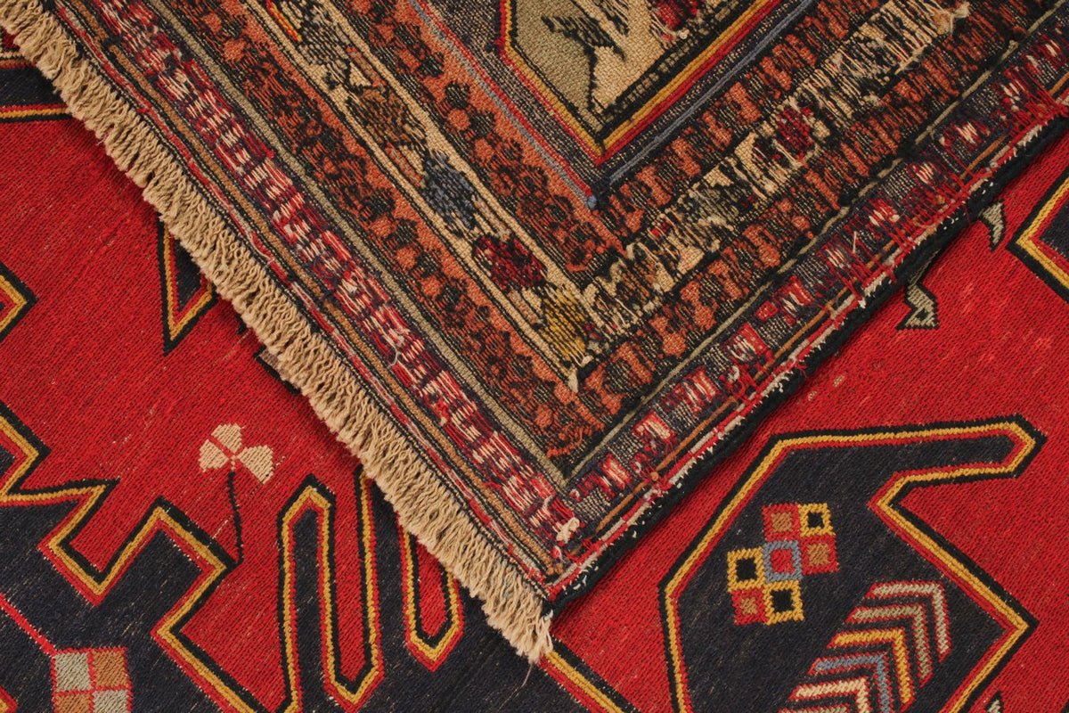 5x8 Red and Black Turkish Patchwork Rug