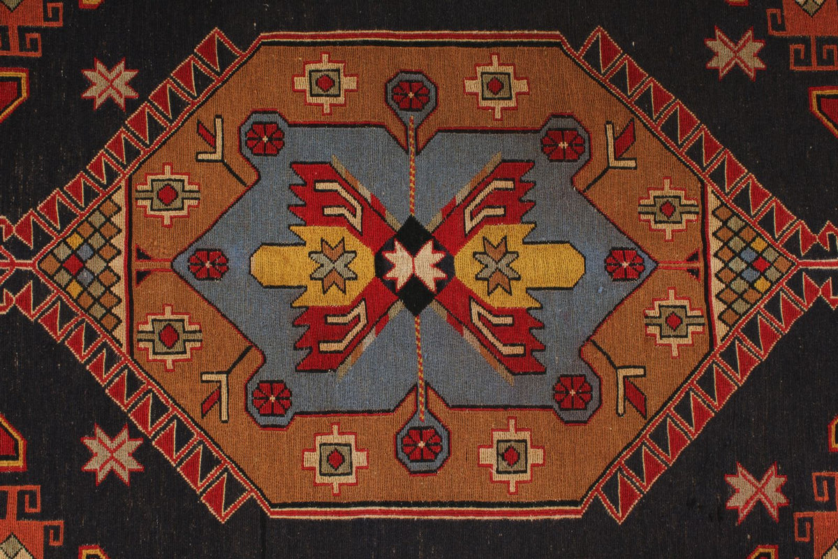 5x8 Red and Black Turkish Patchwork Rug