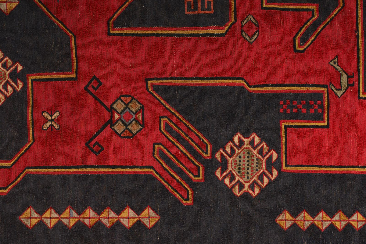 5x8 Red and Black Turkish Patchwork Rug