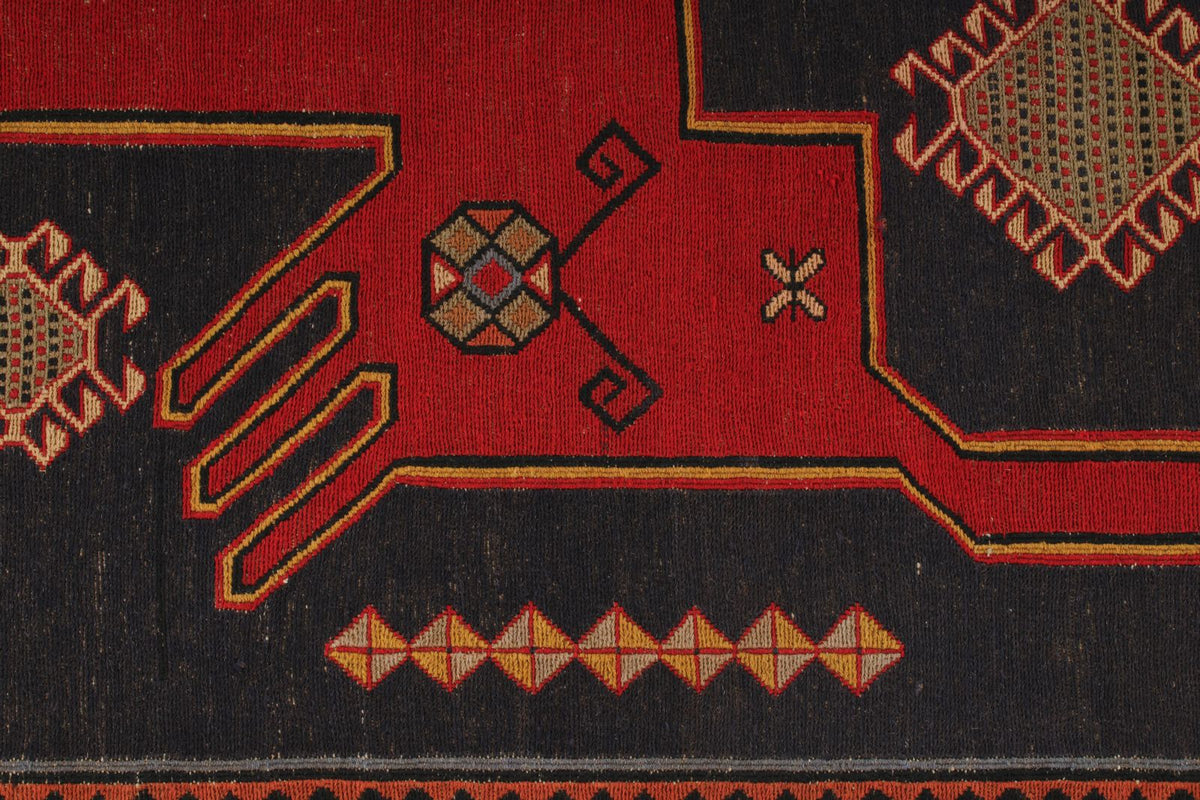 5x8 Red and Black Turkish Patchwork Rug