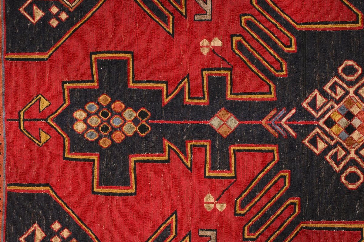5x8 Red and Black Turkish Patchwork Rug