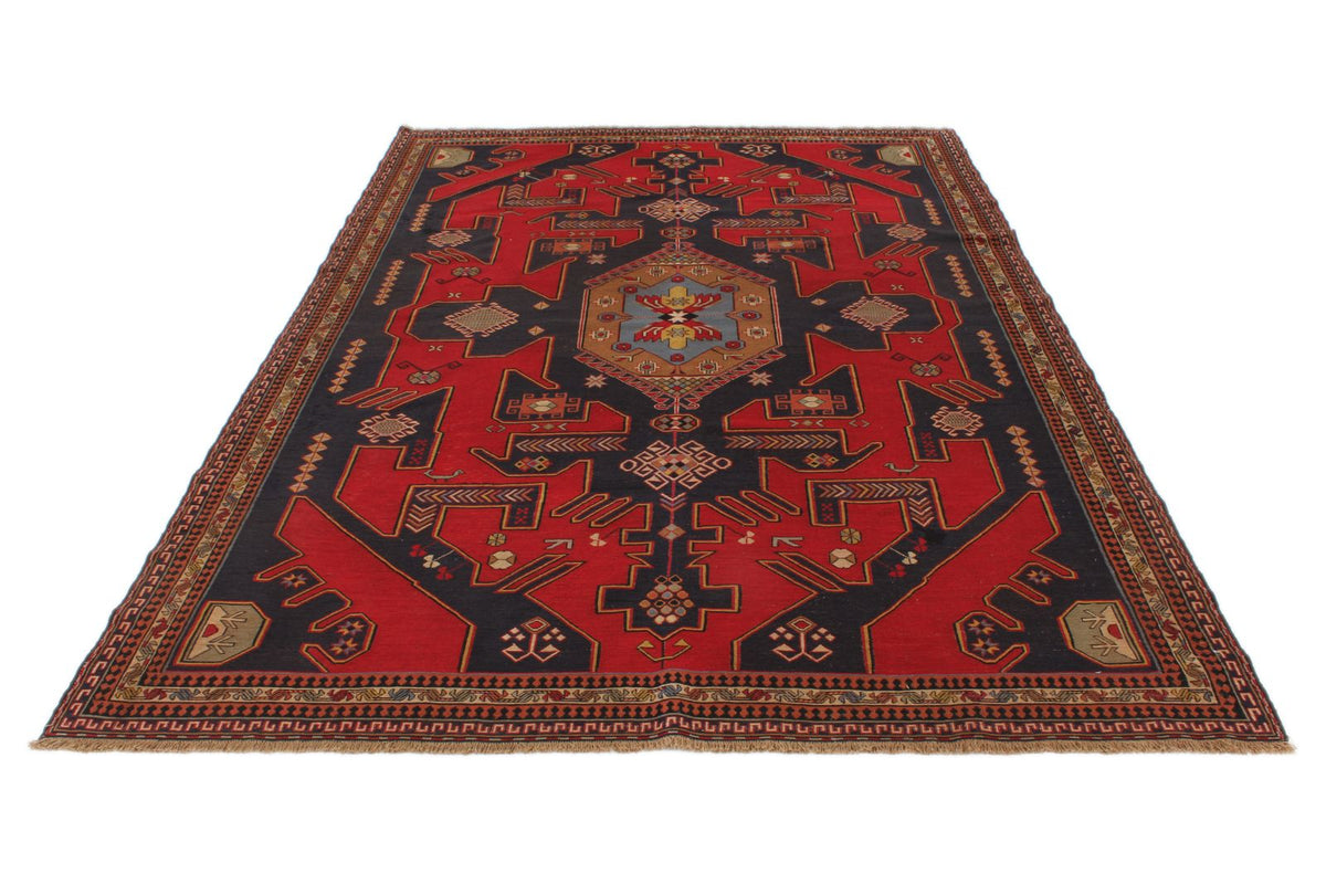 5x8 Red and Black Turkish Patchwork Rug