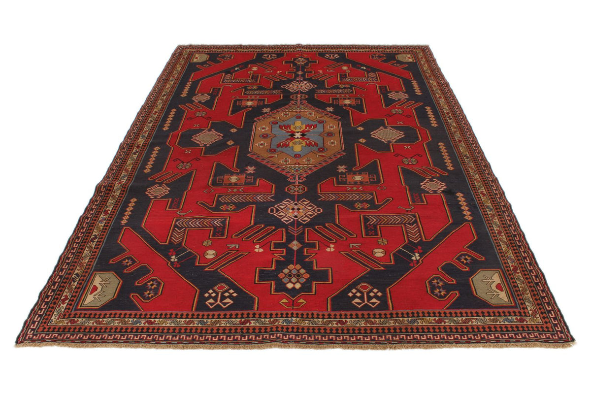 5x8 Red and Black Turkish Patchwork Rug