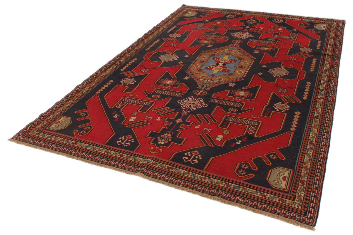 5x8 Red and Black Turkish Patchwork Rug