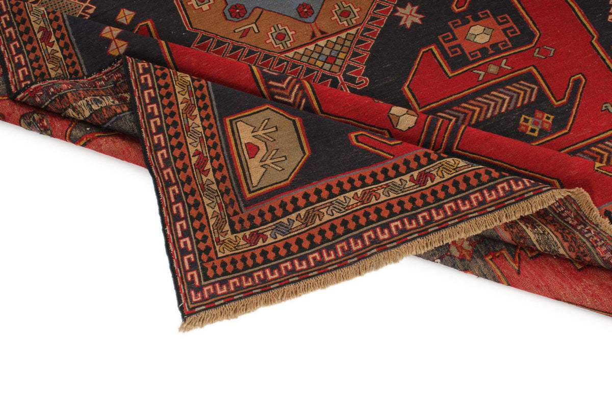 5x8 Red and Black Turkish Patchwork Rug