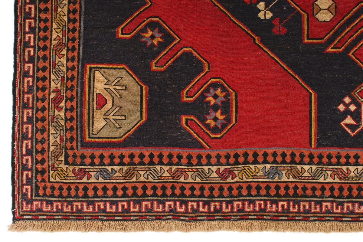 5x8 Red and Black Turkish Patchwork Rug