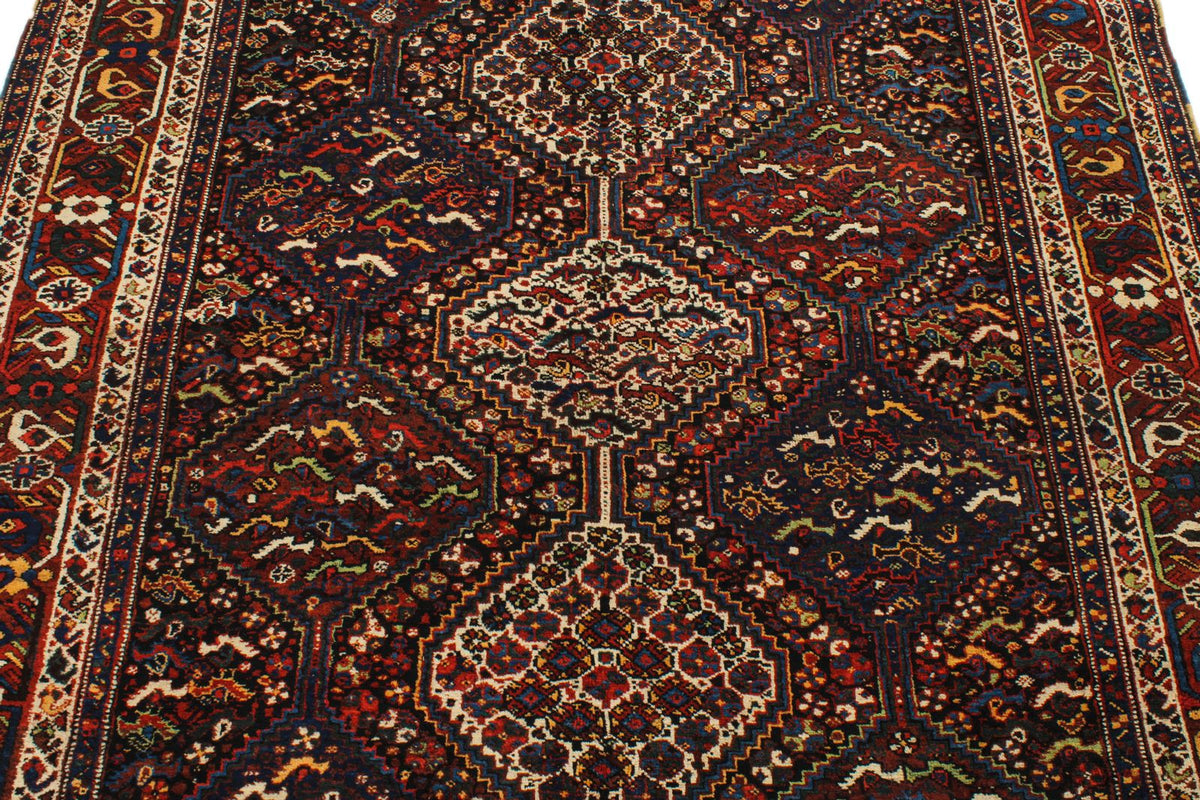 5x8 Navy and Red Turkish Tribal Rug
