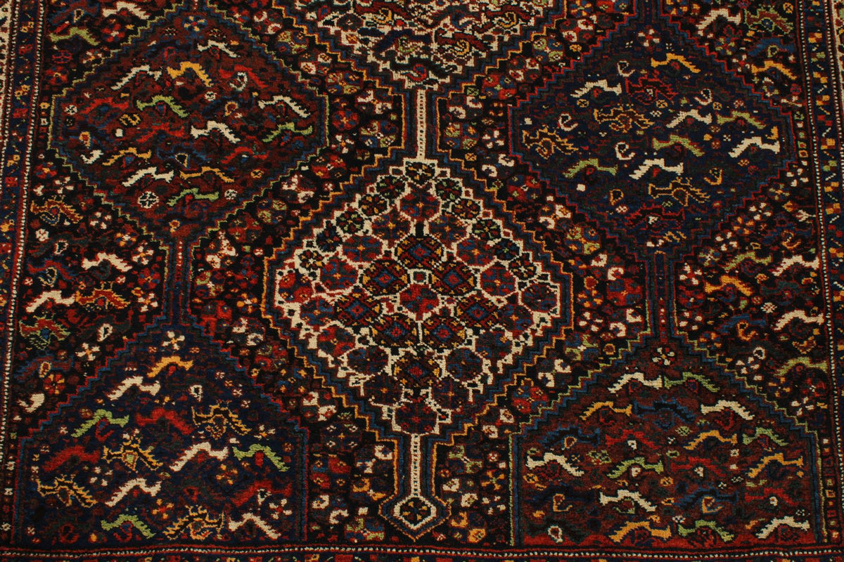 5x8 Navy and Red Turkish Tribal Rug