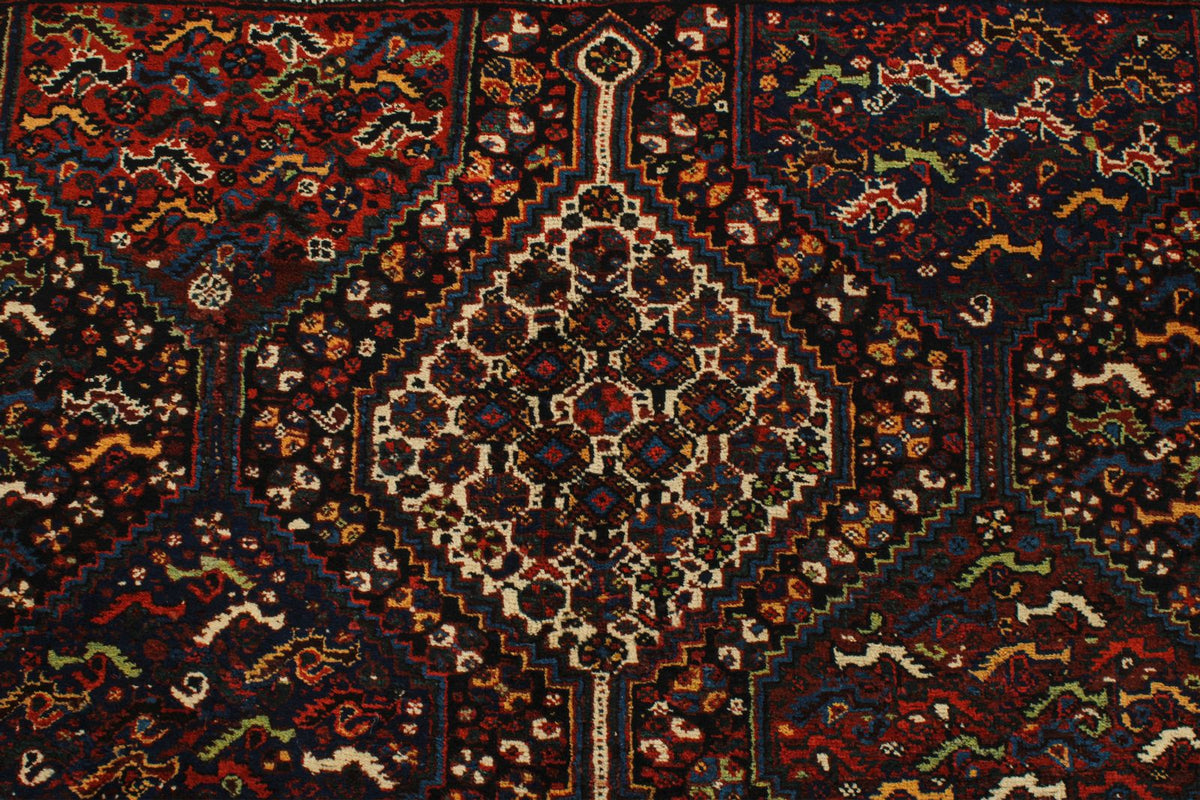 5x8 Navy and Red Turkish Tribal Rug